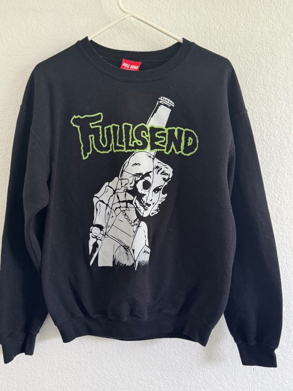 FULL SEND REAPER SWEATSHIRT CREW NECK BLACK GREEN MEDIUM STREETWEAR